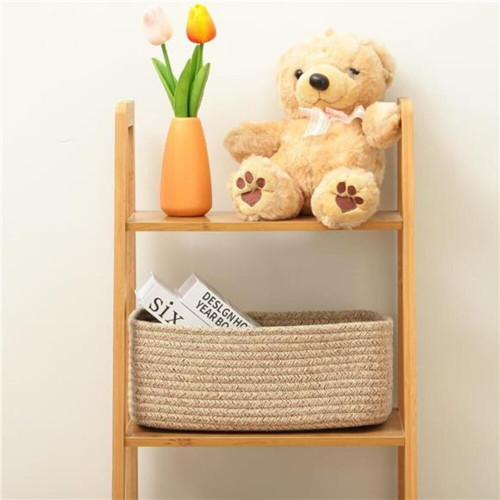 3 Pack Woven Cotton Storage Baskets Small Shelf Closet Organizer Bin Set - Picture 4 of 8